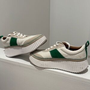 Zodiac Cream and Green Platform Sneakers